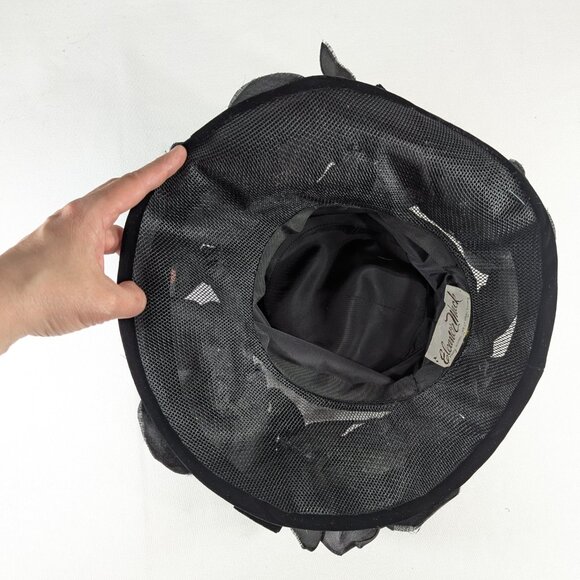 Eleanor Mack Park Royal Black Velvet Cartwheel mourning hat size small - Picture 9 of 9